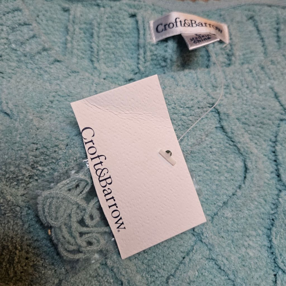 Croft Barrow Large Crystal Heather Blue Cable Knit Sweater - Picture 5 of 8